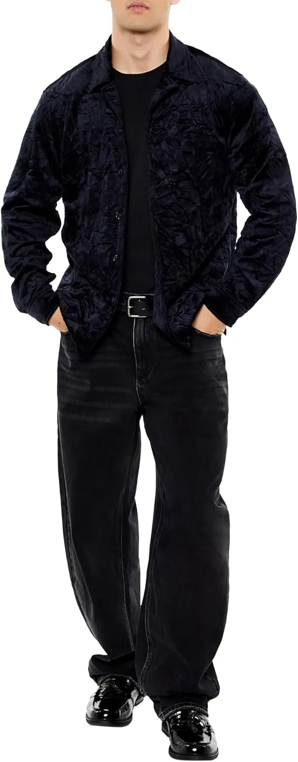 Forever 21 Men's Crushed Velvet Button-Front Shirt