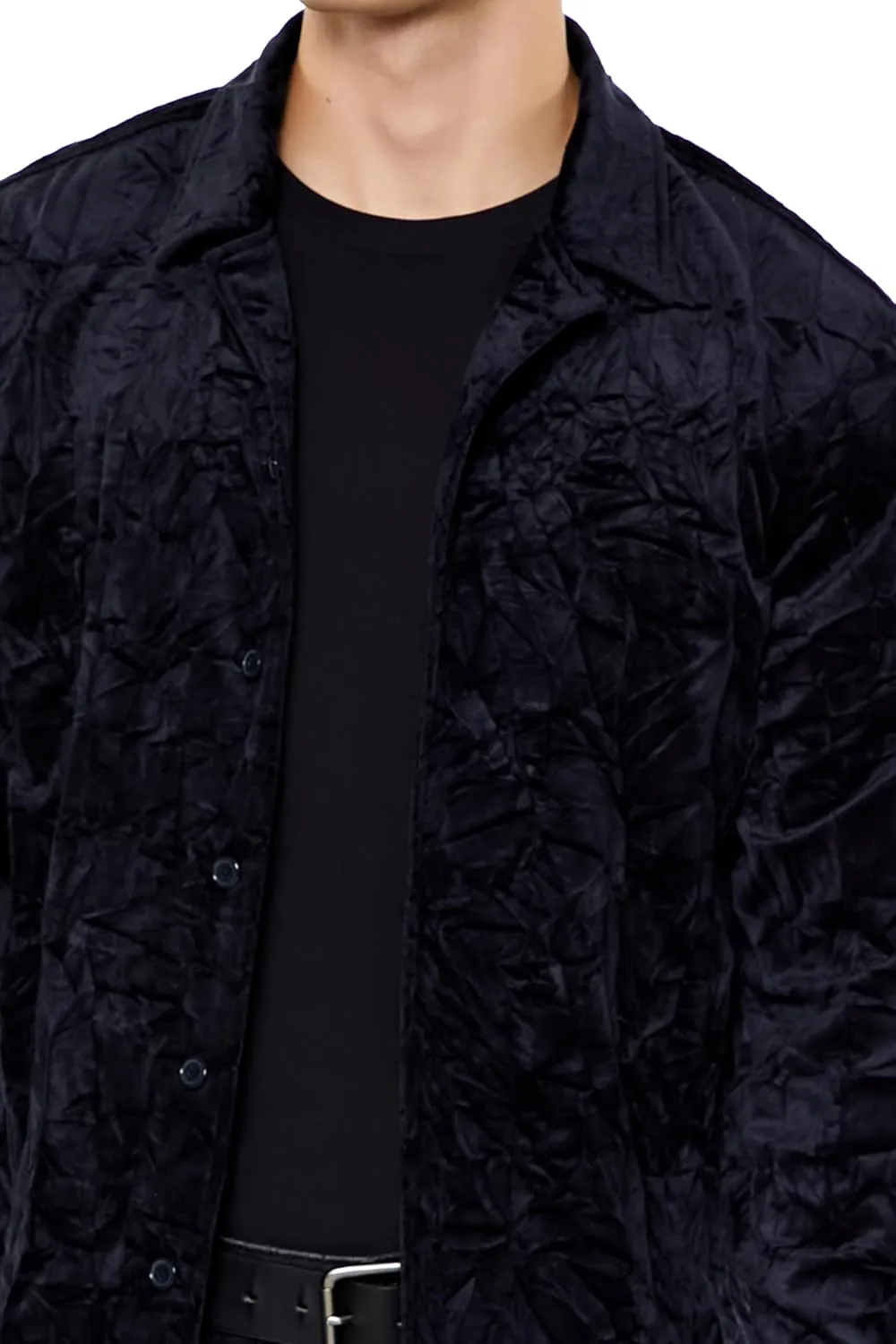 Forever 21 Men's Crushed Velvet Button-Front Shirt