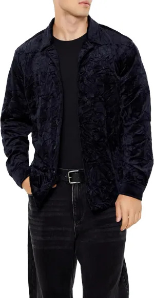 Forever 21 Men's Crushed Velvet Button-Front Shirt