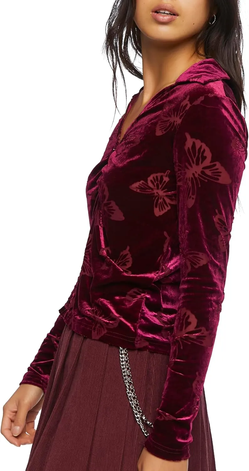 Forever 21 Women's Burnout Butterfly Split-Front Top