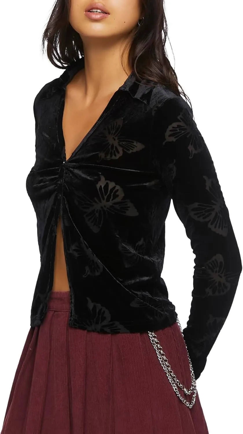 Forever 21 Women's Burnout Butterfly Split-Front Top