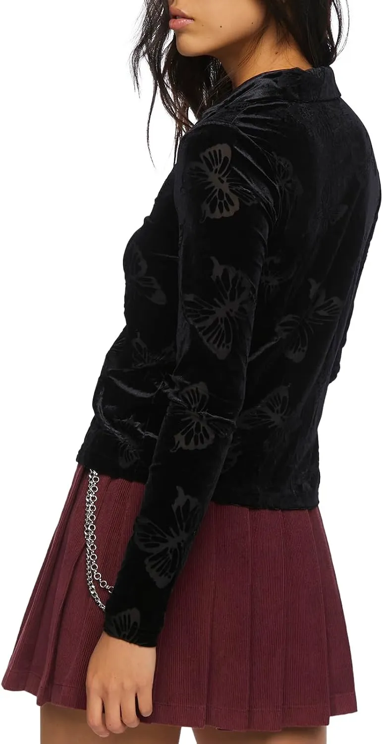 Forever 21 Women's Burnout Butterfly Split-Front Top