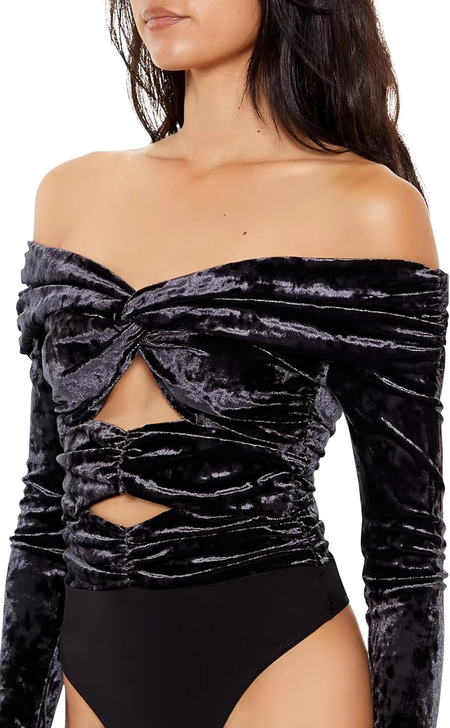 Forever 21 womens Velvet Off-the-shoulder Bodysuit