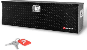 FORWODE 48 Inch Aluminum Truck Tool Box for Pickup Truck Bed RV Toolbox Truck Bed Toolboxes Heavy Duty Waterproof Truck Storage Organizer Chest with Handle and Lock - Black