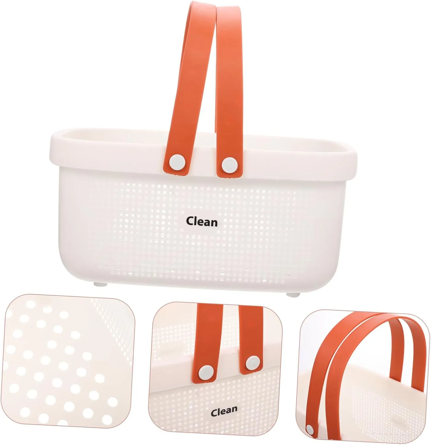 FRCOLOR Hollow-out Bathhouse Basket White Shower Drainer Bathroom Basket Cosmetics Storage