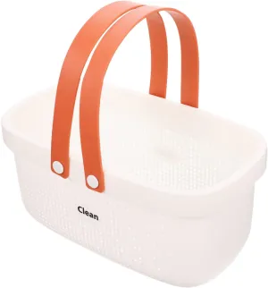 FRCOLOR Hollow-out Bathhouse Basket White Shower Drainer Bathroom Basket Cosmetics Storage