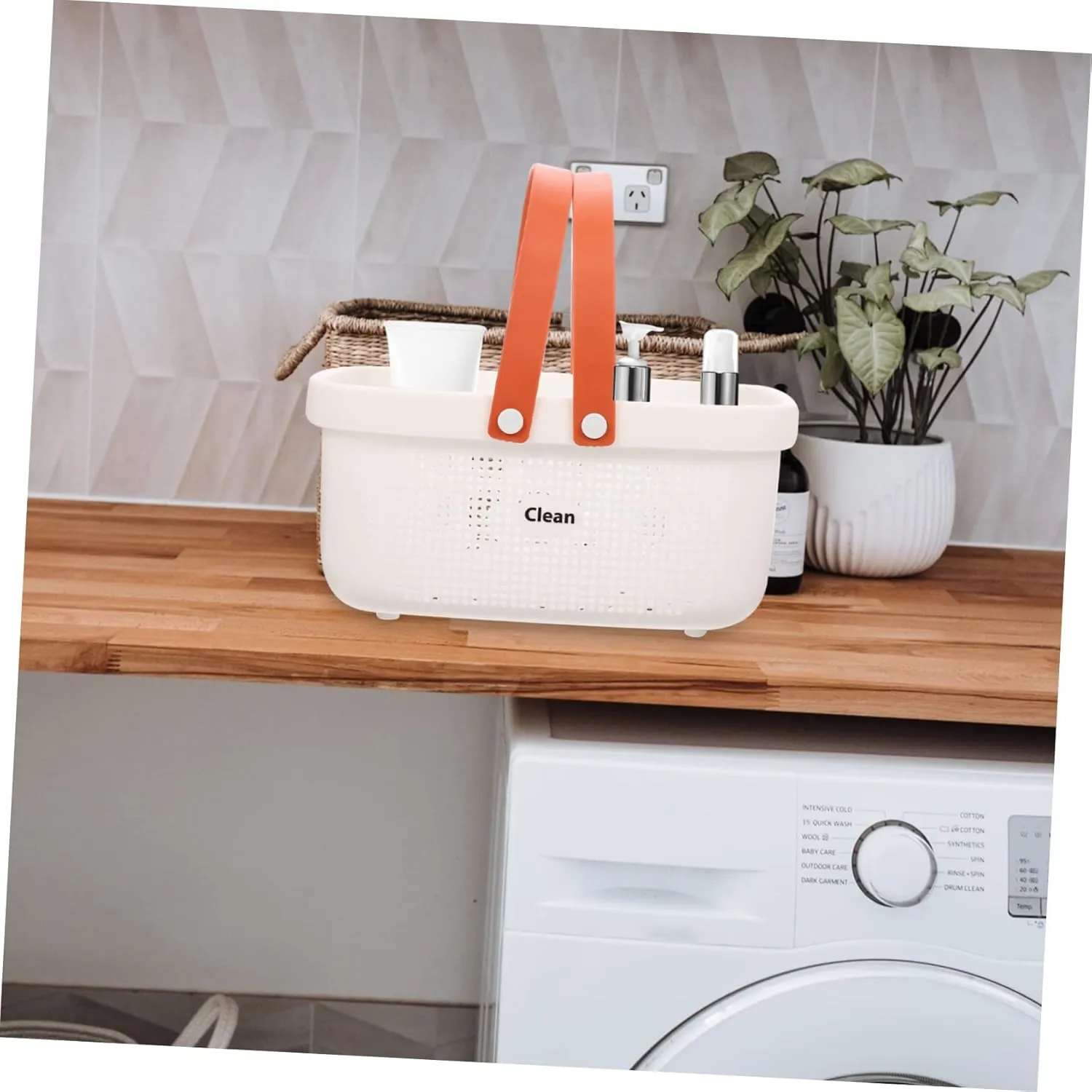 FRCOLOR Hollow-out Bathhouse Basket White Shower Drainer Bathroom Basket Cosmetics Storage