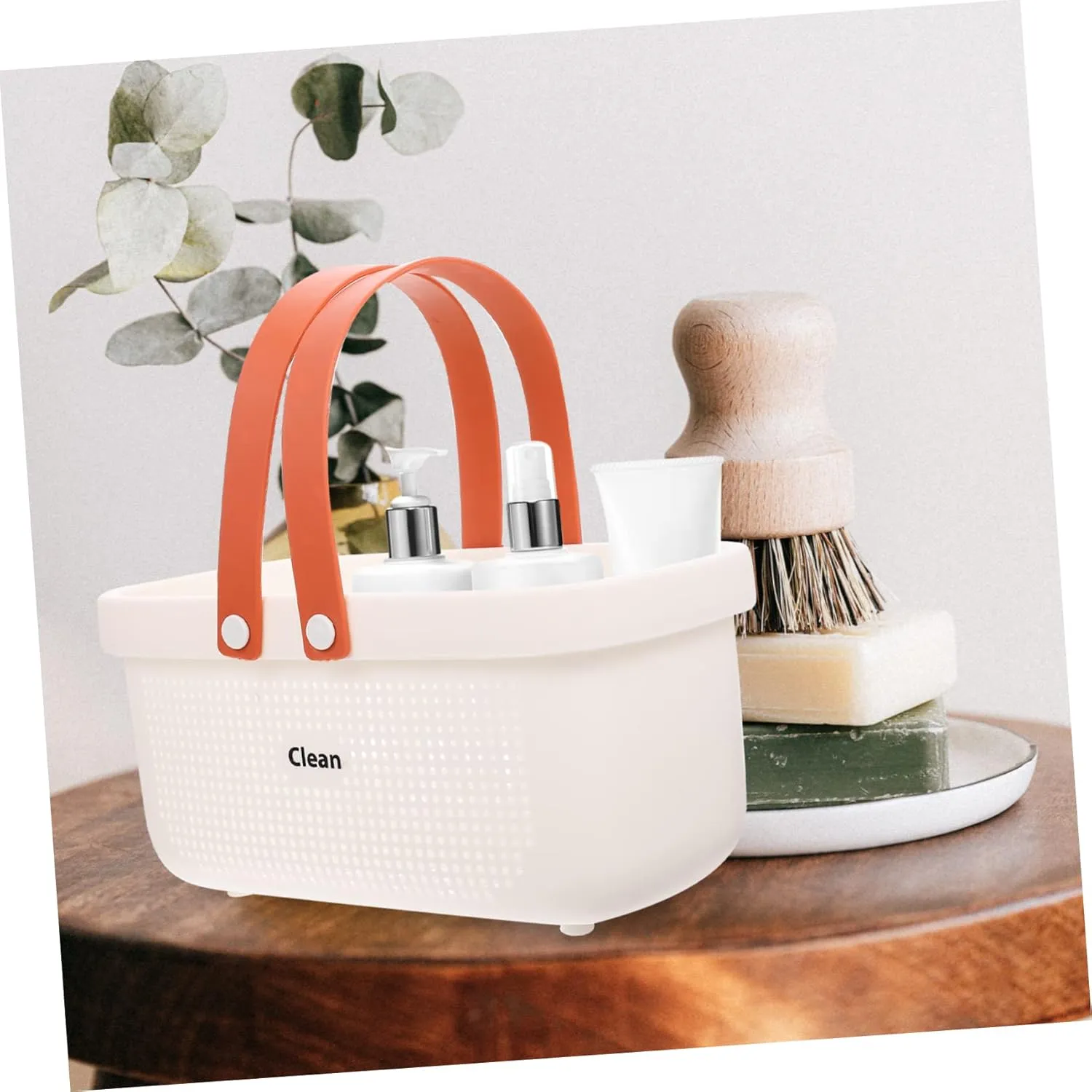 FRCOLOR Hollow-out Bathhouse Basket White Shower Drainer Bathroom Basket Cosmetics Storage