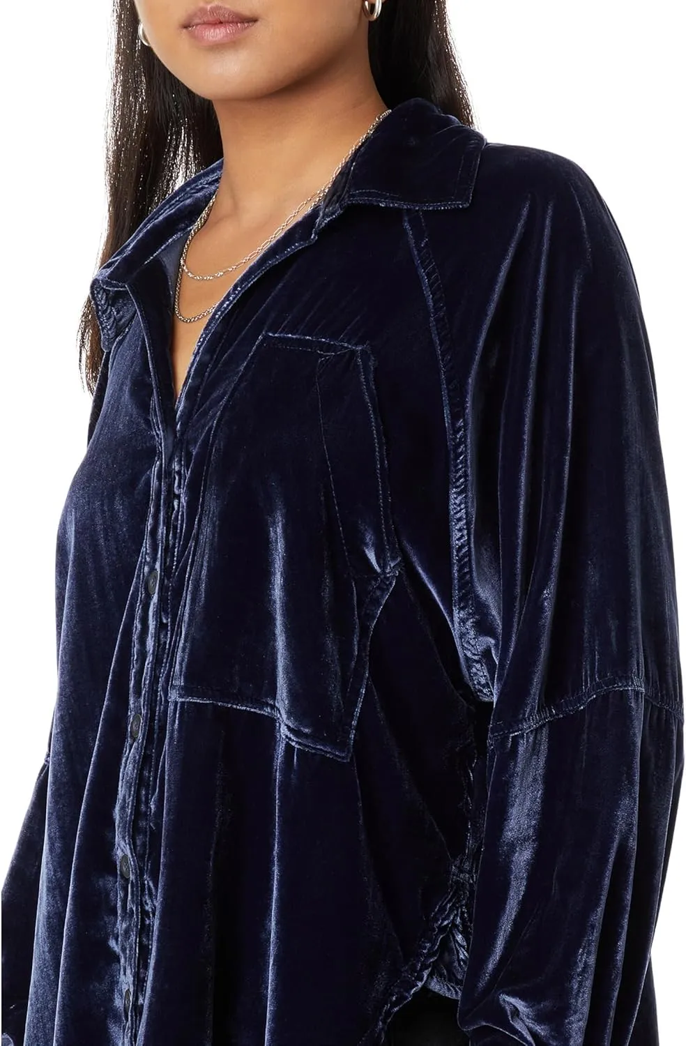 Free People Women's Night Skies Velvet Button Down