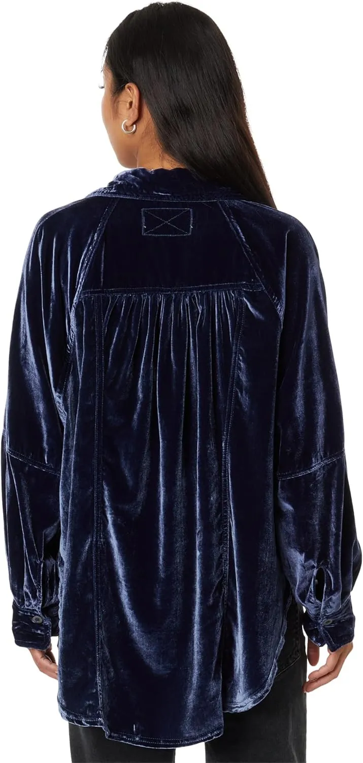 Free People Women's Night Skies Velvet Button Down