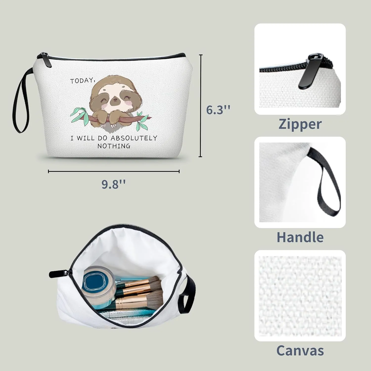 Friend Gifts for Women & Teen Girls - Sloth Cosmetic Make Up Bag & Funny Gifts for Christmas