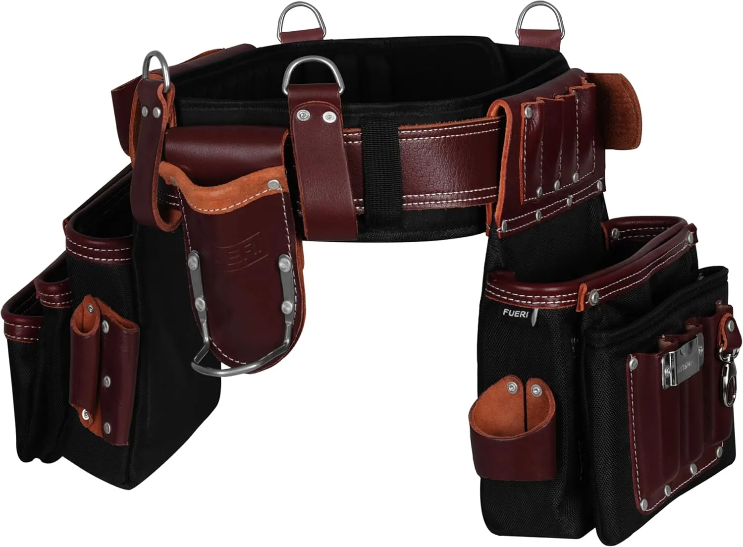 FUERI Tool Belt Men Heavy Duty 26 Pocket Tools Bags Pouches Holder Organizer for Carpenter Construction Electrician Framer Nylon Leather Work Belts Bag Pouch - Extra Large