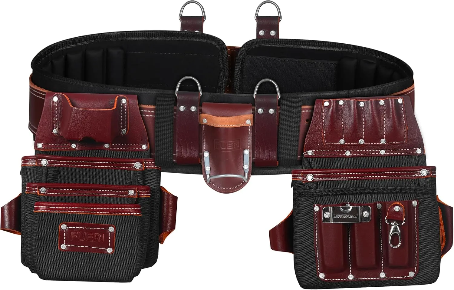 FUERI Tool Belt Men Heavy Duty 26 Pocket Tools Bags Pouches Holder Organizer for Carpenter Construction Electrician Framer Nylon Leather Work Belts Bag Pouch - Extra Large