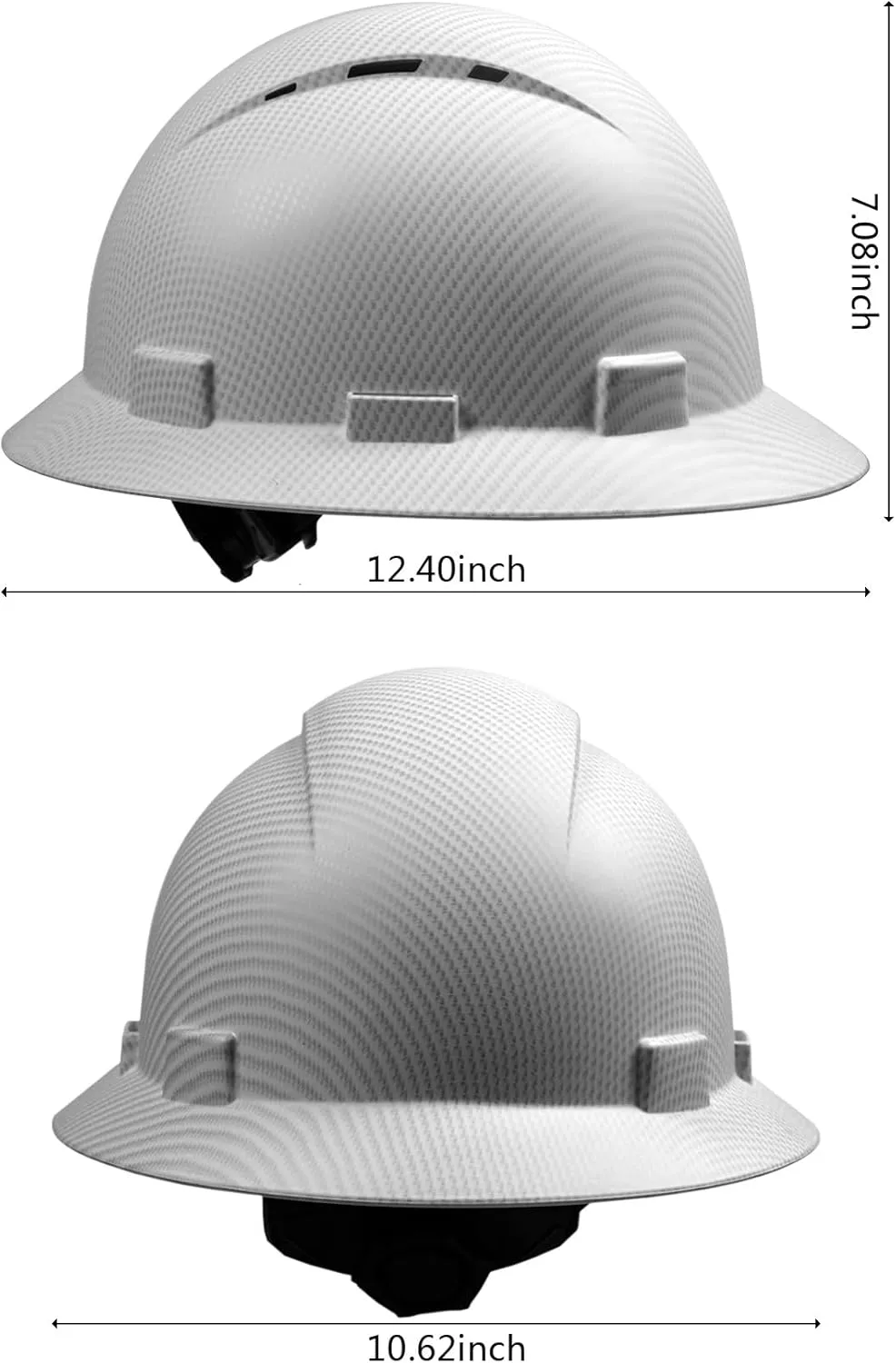 Full Brim Hard Hat - OSHA Safety Helmet Durable Lightweight Carbon Fiber Hard Hat, 6-Point Ratchet Suspension Protective Gear for Men and Women