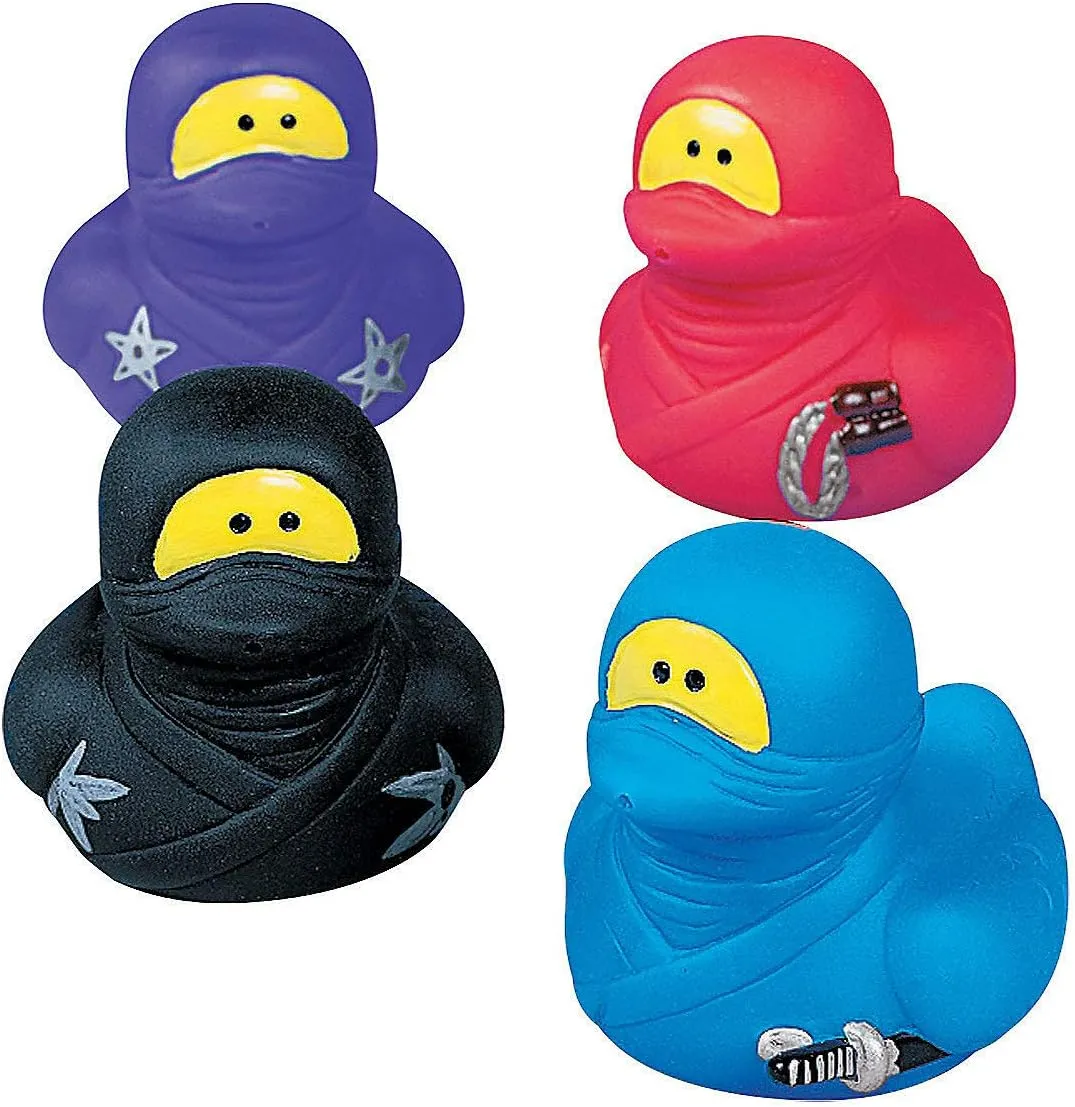 Fun Express Ninja Rubber Ducks, Duckies, 12 Pieces, Birthday Parties, Karate School, Treasure Chest Supplies