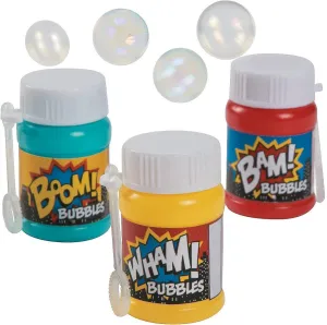Fun Express Plastic Action Packed Mini Bubble Bottles (2 Dozen) Superhero Party Supplies, Easter Basket Fillers, Stocking Stuffers, Giveaways - VBS Vacation Bible School Supplies/Decor
