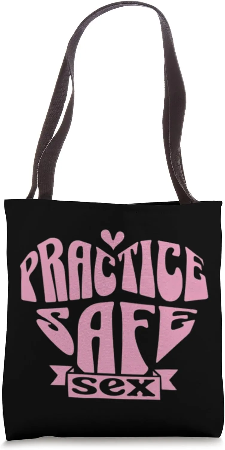 Funny Practice Safe Sex Colorful Design Tote Bag