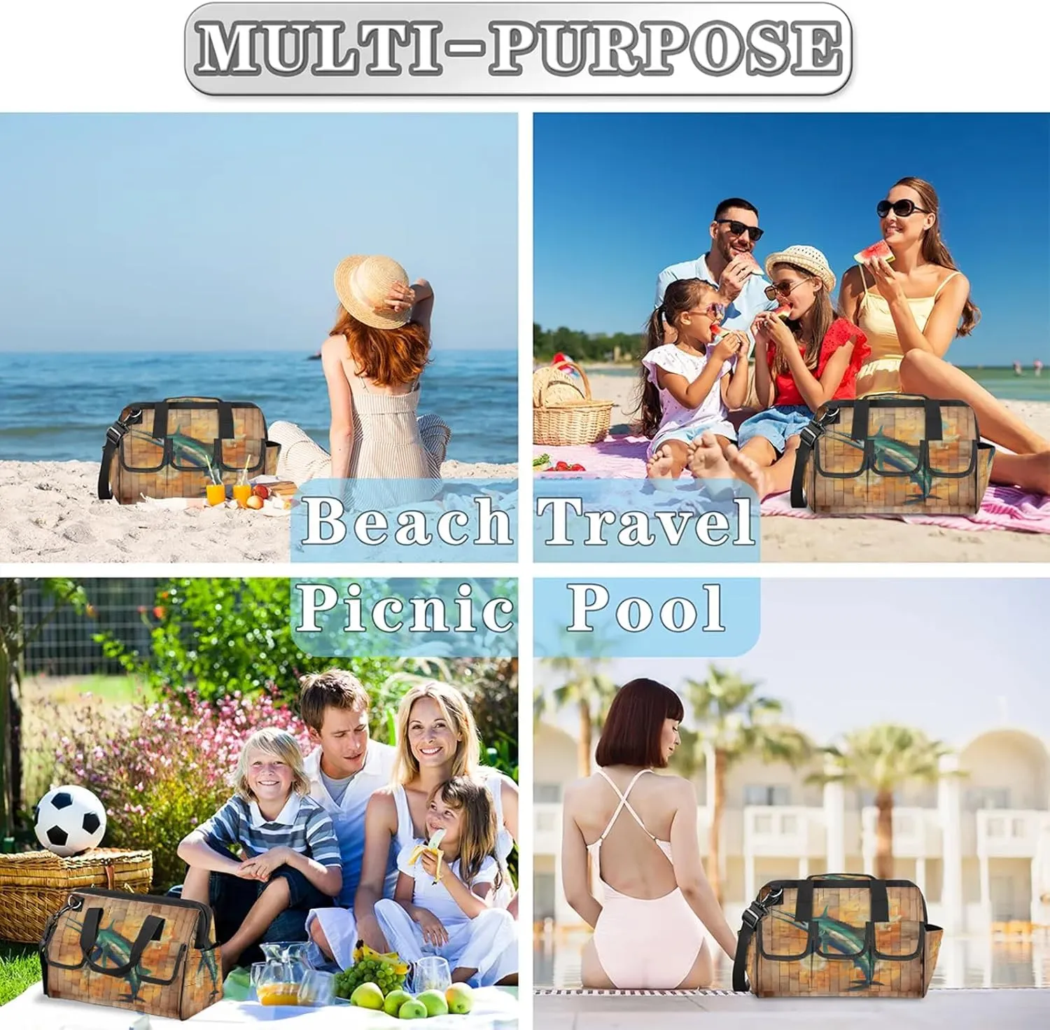Funny Swordfish Tool Bags for Men and Women 14.8 Inch, Heavy Duty Waterproof Tool Box Organizer Bag, Wide Mouth Tool Tote Storage Bag with Adjustable Shoulder Strap
