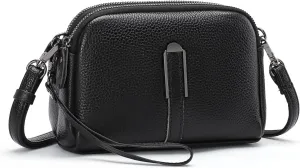 GAEKEAO Crossbody Bags for Women Small Genuine Leather Shoulder Purse Cross Body Bag with Wristlet Top Zipper