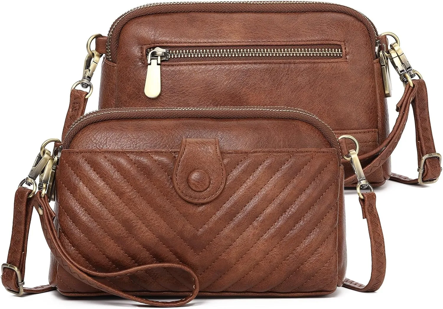 GAEKEAO Crossbody Bags for Women Small Genuine Leather Shoulder Purse Cross Body Bag with Wristlet Top Zipper