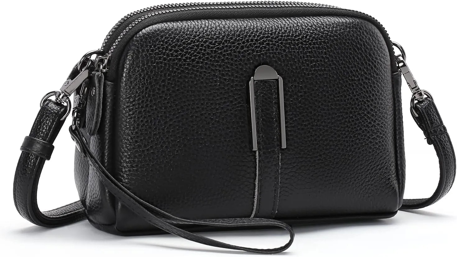 GAEKEAO Crossbody Bags for Women Small Genuine Leather Shoulder Purse Cross Body Bag with Wristlet Top Zipper