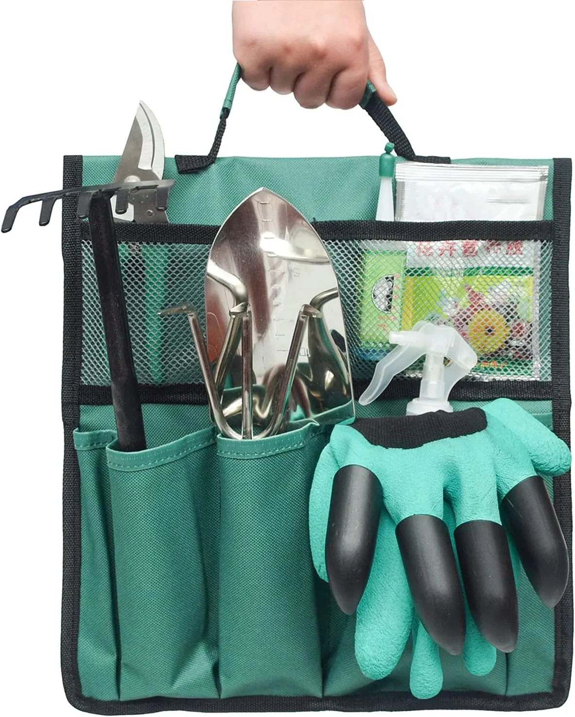 Garden Kneeler Tool Bag Stool Pouch Seat Storage Tote Hanging Organizer with Handle Pockets Waterproof Portable Gardening Kneeling Chair Bag Hand Tool Holder Bag for Outdoor Gardening