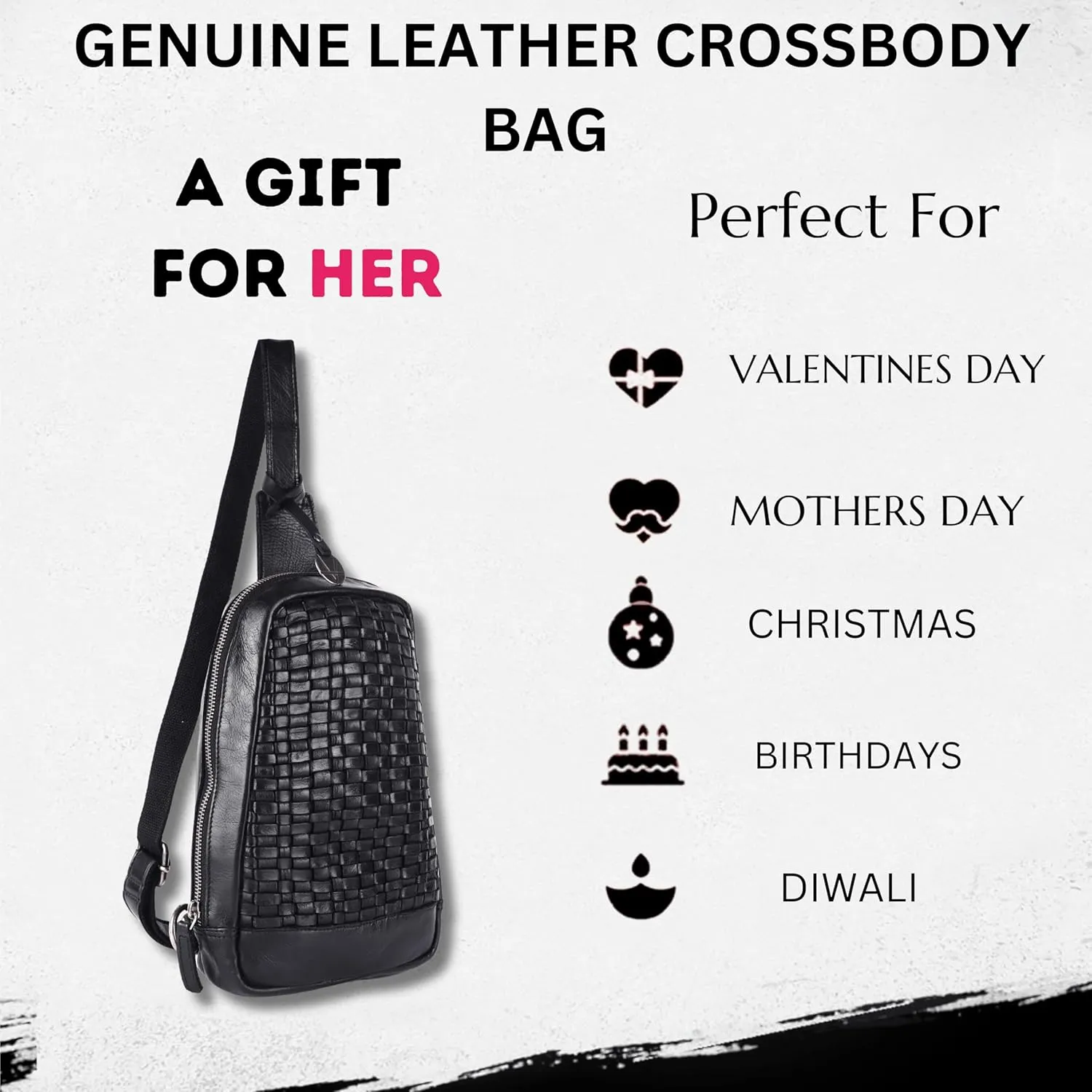 Genuine Leather Body Bag Unisex Trendy Casual Travelling Essentials Kept Bag, Durable Secure Travel Black