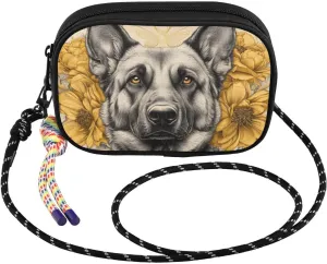 German Shepherd Dog Cute Crossbody Bags for Women Cell Phone Purses Women's Shoulder Handbag Wallet Purse with Rope Pendant