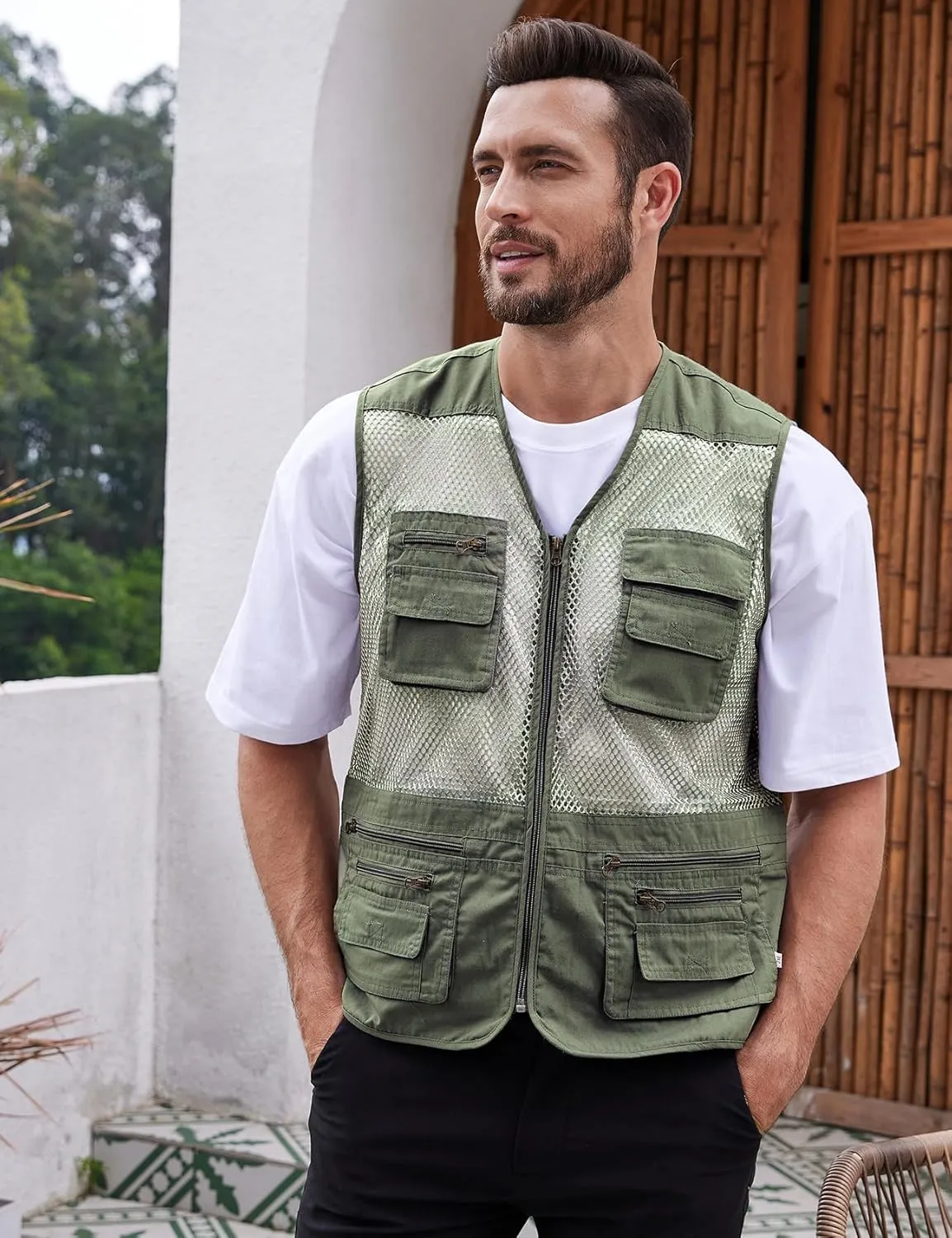 Gihuo Men's Utility Vest Fishing Safari Vest Summer Travel Vest with Pockets