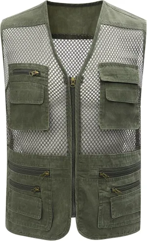 Gihuo Men's Utility Vest Fishing Safari Vest Summer Travel Vest with Pockets