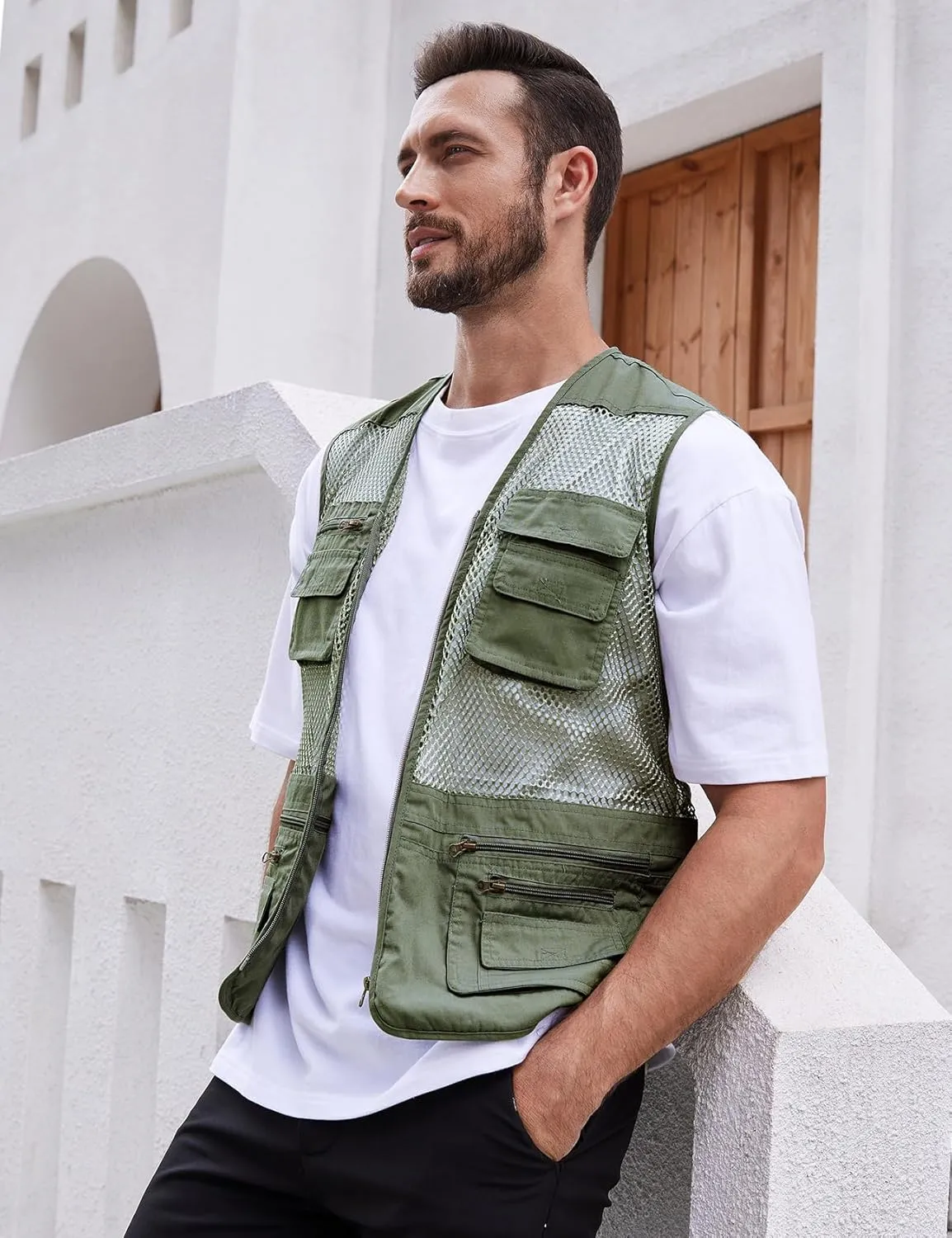 Gihuo Men's Utility Vest Fishing Safari Vest Summer Travel Vest with Pockets