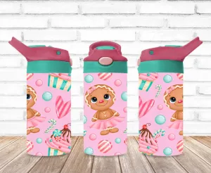 Gingerbread Man Tumbler, Kids Christmas Tumbler, Kids Water Bottle, Kids FlipTop Cup, Kids Sippy Cup, Back To School Cup, HOT SELLER!