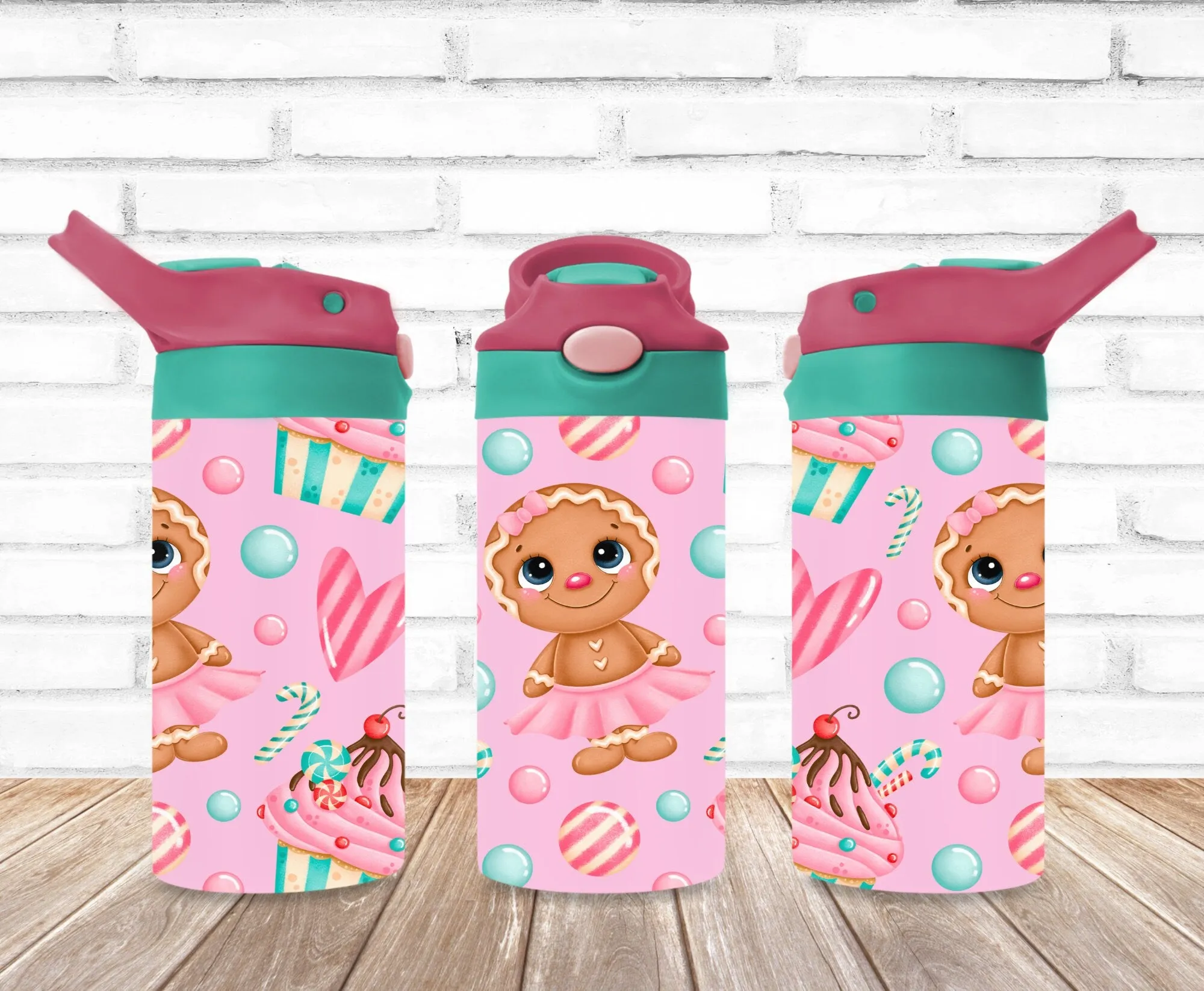 Gingerbread Man Tumbler, Kids Christmas Tumbler, Kids Water Bottle, Kids FlipTop Cup, Kids Sippy Cup, Back To School Cup, HOT SELLER!