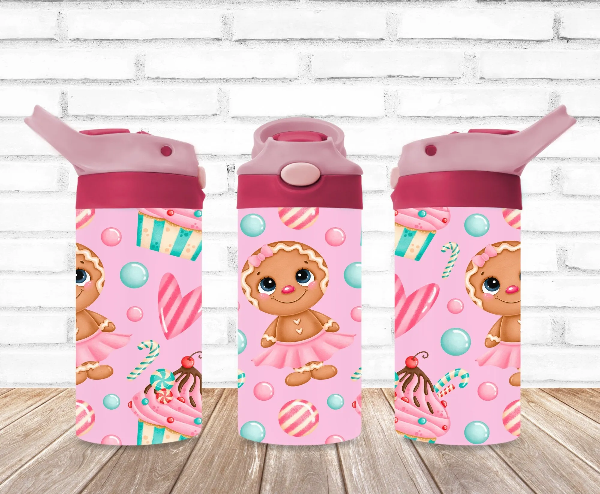 Gingerbread Man Tumbler, Kids Christmas Tumbler, Kids Water Bottle, Kids FlipTop Cup, Kids Sippy Cup, Back To School Cup, HOT SELLER!