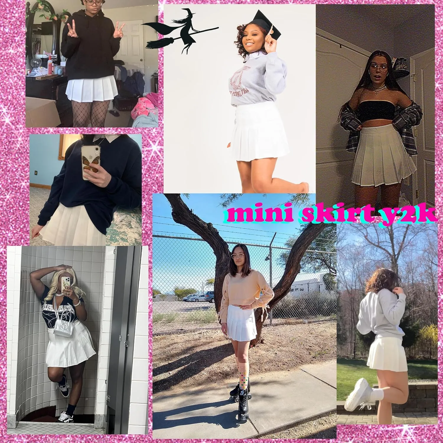 Girstunm Women's Pleated Skirt Mini Skater Basic Skirts High Waist School Girls Uniform Short Cheerleader Skirt