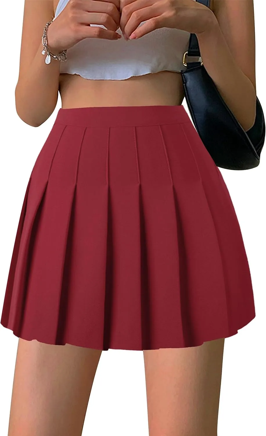 Girstunm Women's Pleated Skirt Mini Skater Basic Skirts High Waist School Girls Uniform Short Cheerleader Skirt