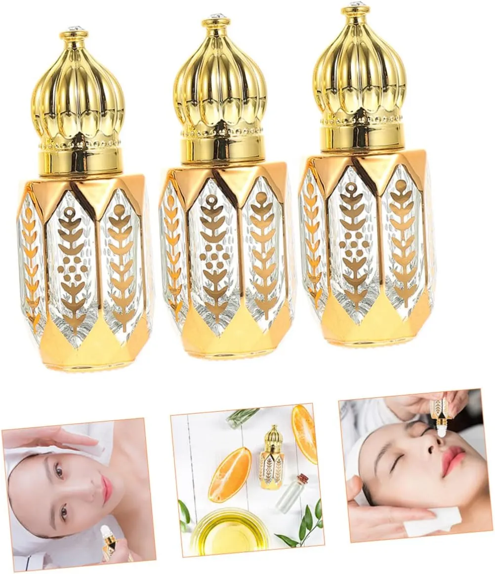 GLEAVI 2sets Essential Oil Rollers Perfume Containers Mini Bottles Travel Size Refillable 3pcs*2