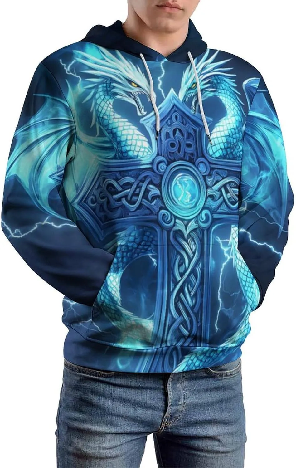 GLUDEAR Men's Vikings Tattoo Norse Mythology Graphic 3D Print Hoodie Pullover Sweatshirt Hoodies