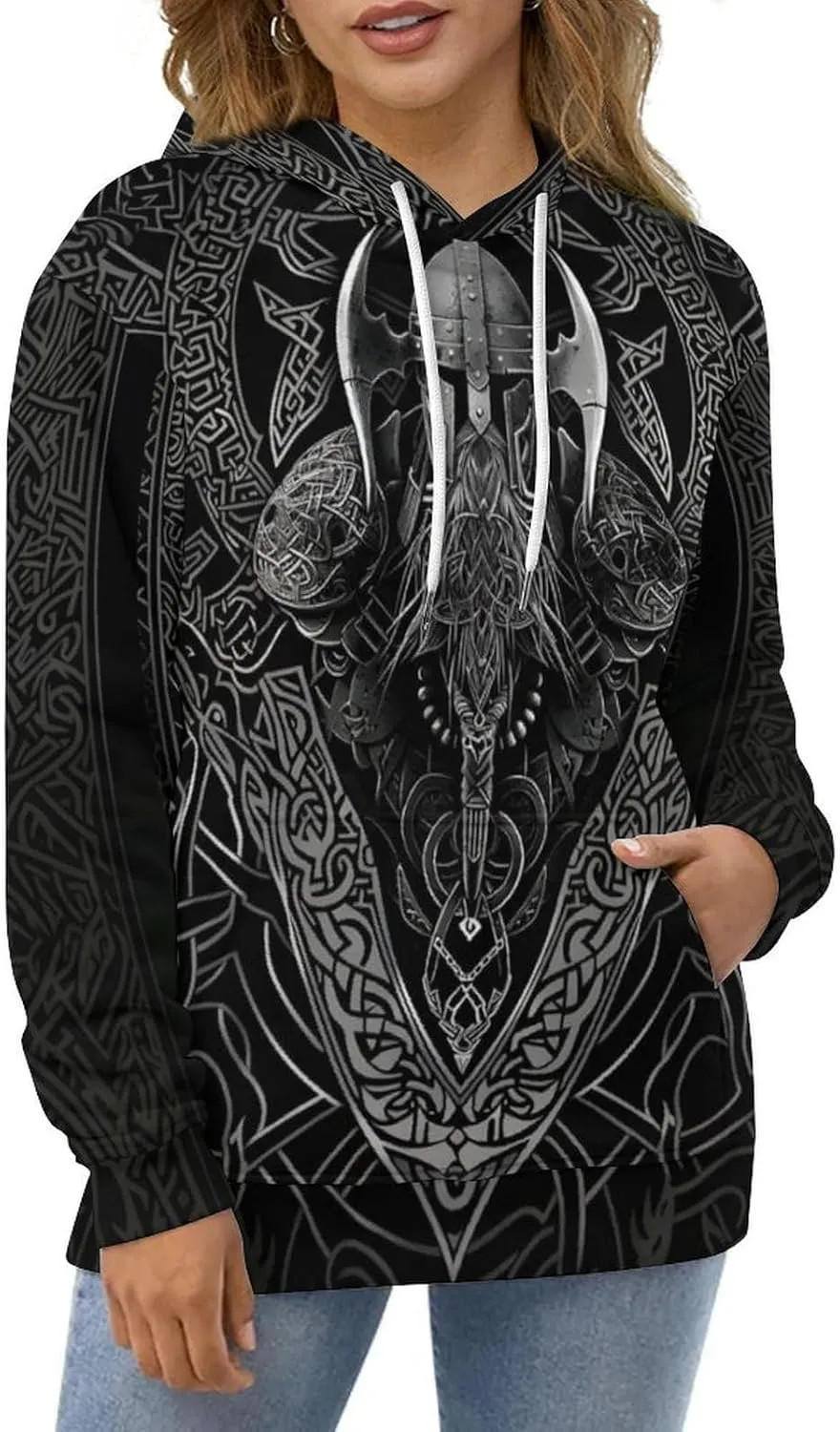 GLUDEAR Men's Vikings Tattoo Norse Mythology Graphic 3D Print Hoodie Pullover Sweatshirt Hoodies