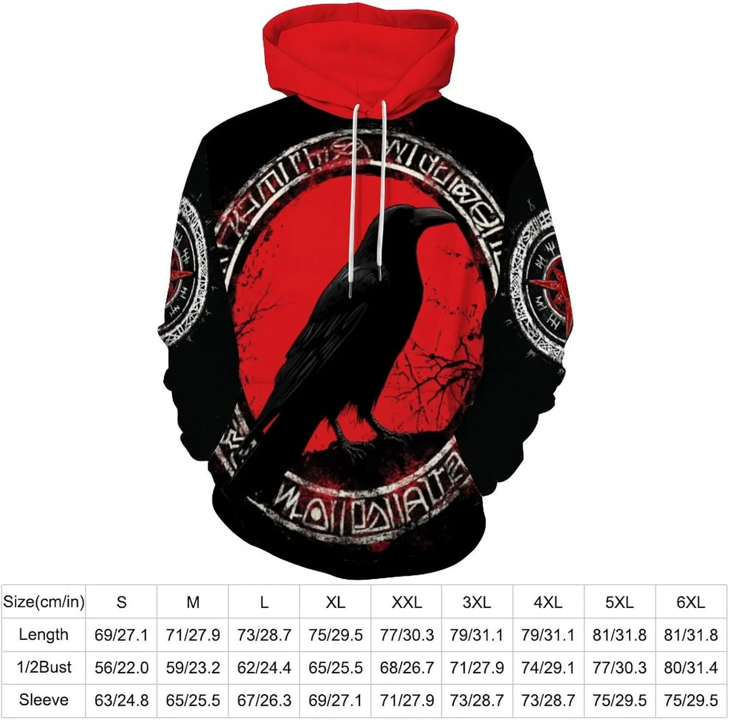 GLUDEAR Men's Vikings Tattoo Norse Mythology Graphic 3D Print Hoodie Pullover Sweatshirt Hoodies