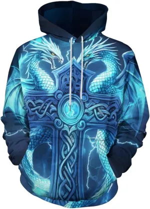 GLUDEAR Men's Vikings Tattoo Norse Mythology Graphic 3D Print Hoodie Pullover Sweatshirt Hoodies