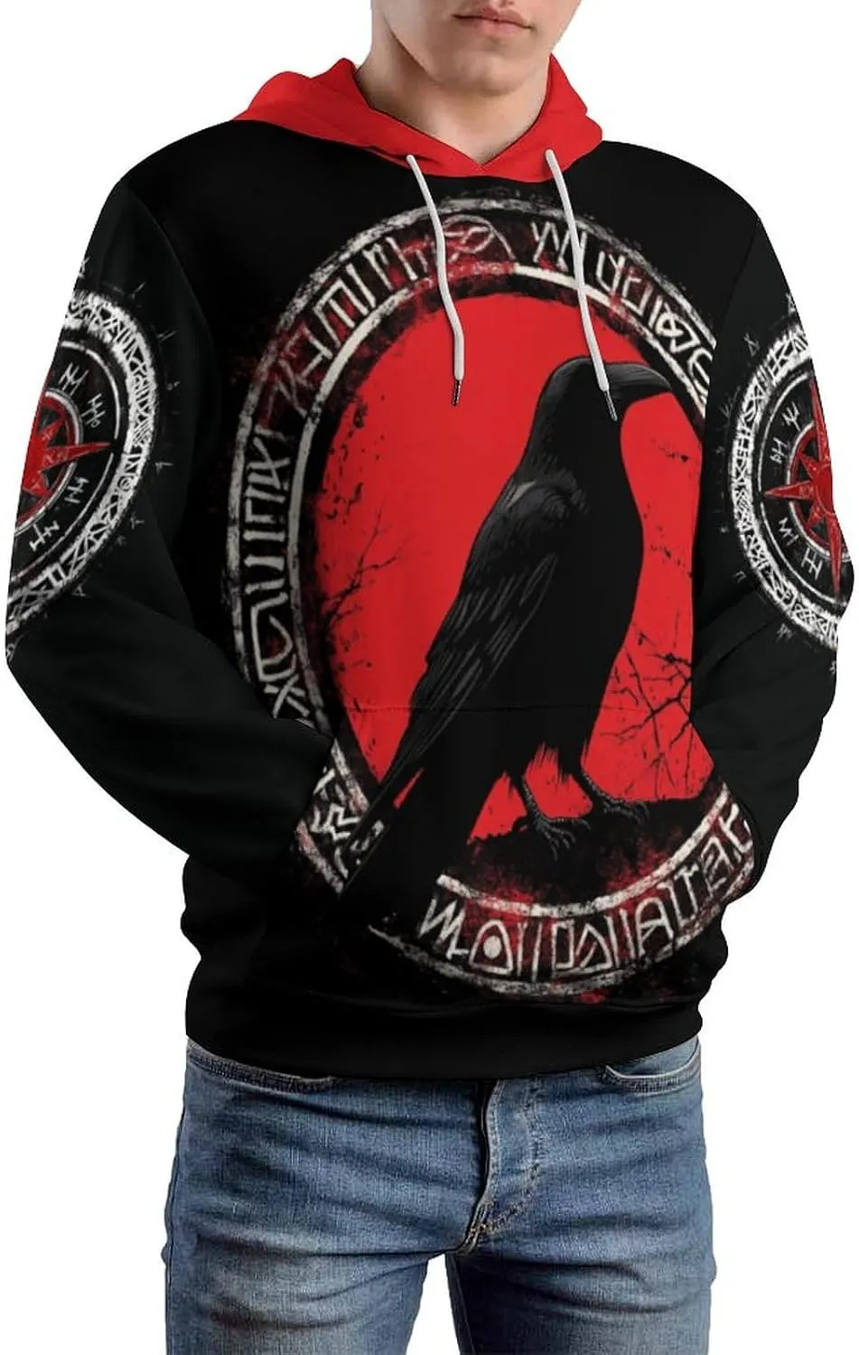 GLUDEAR Men's Vikings Tattoo Norse Mythology Graphic 3D Print Hoodie Pullover Sweatshirt Hoodies