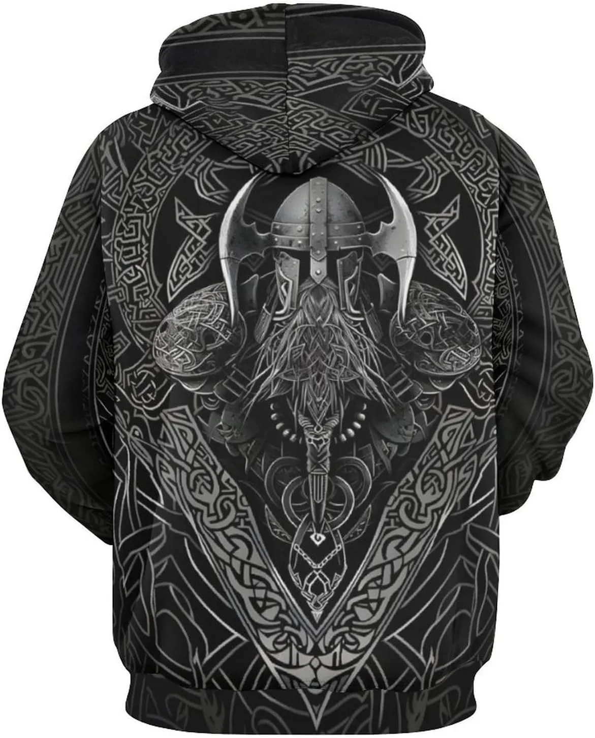 GLUDEAR Men's Vikings Tattoo Norse Mythology Graphic 3D Print Hoodie Pullover Sweatshirt Hoodies