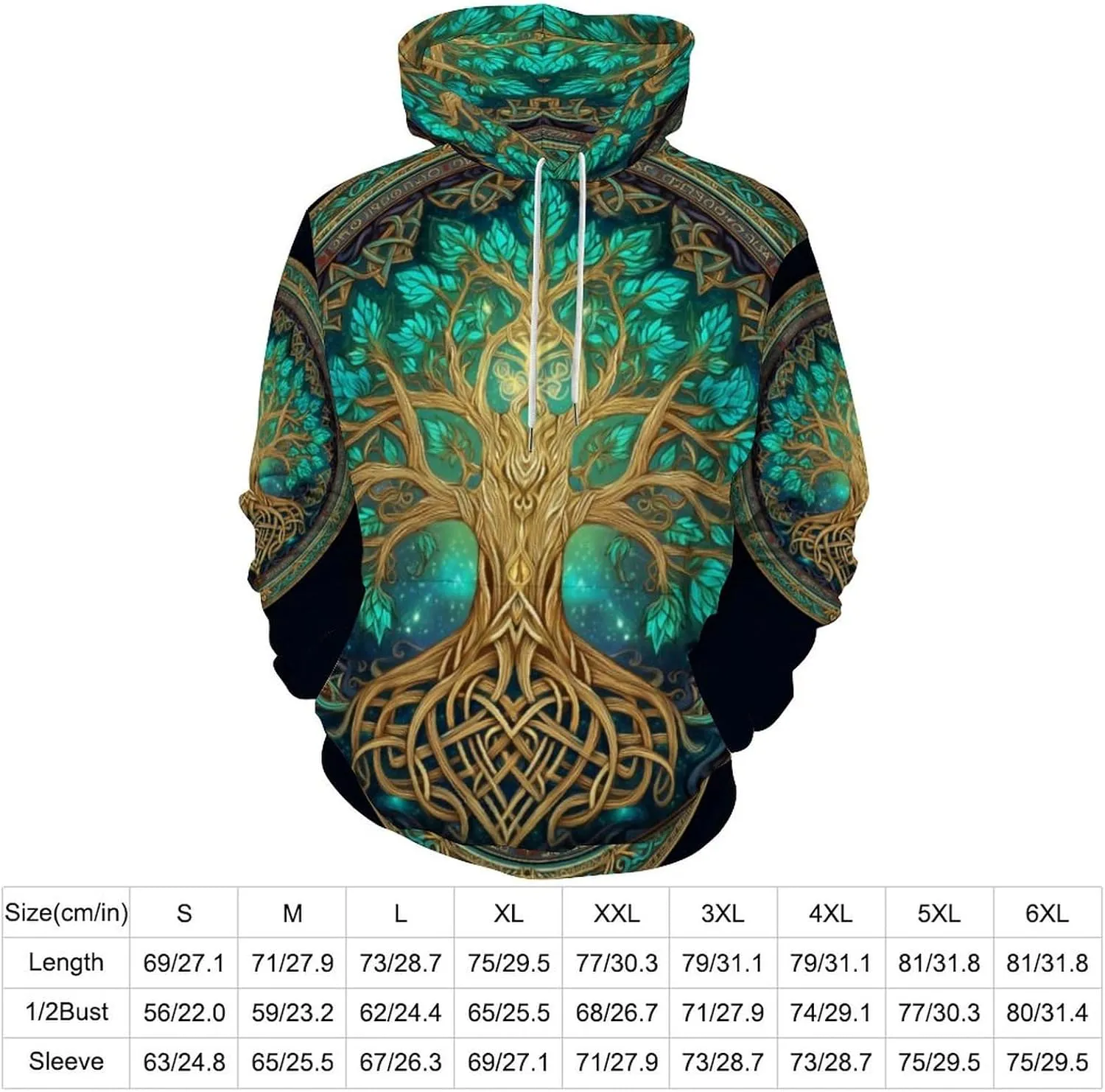 GLUDEAR Men's Vikings Tattoo Norse Mythology Graphic 3D Print Hoodie Pullover Sweatshirt Hoodies
