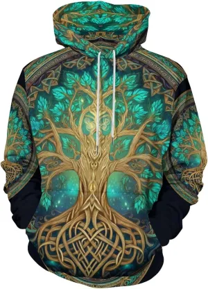 GLUDEAR Men's Vikings Tattoo Norse Mythology Graphic 3D Print Hoodie Pullover Sweatshirt Hoodies