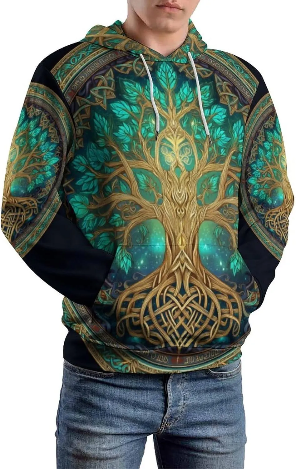 GLUDEAR Men's Vikings Tattoo Norse Mythology Graphic 3D Print Hoodie Pullover Sweatshirt Hoodies