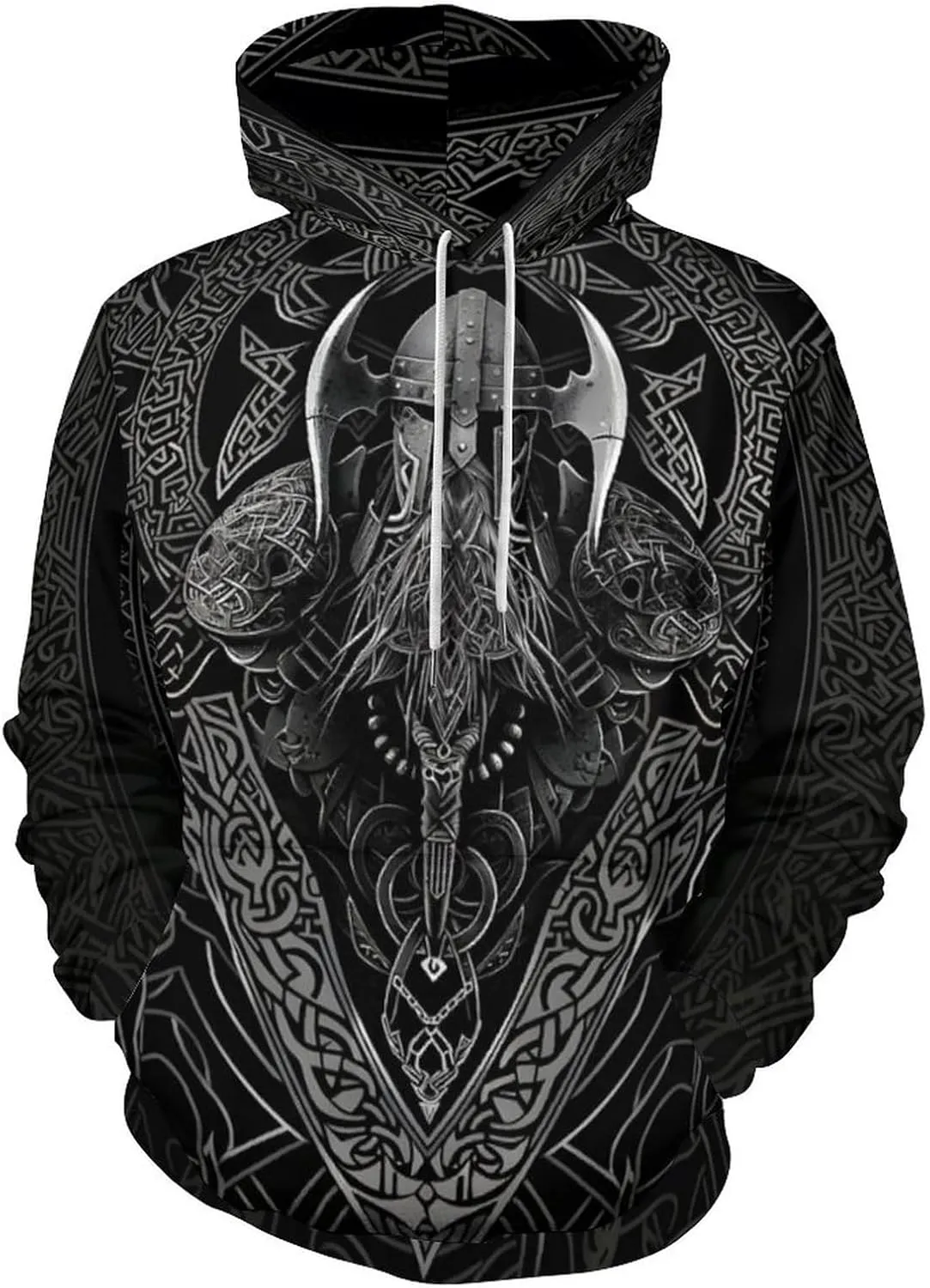 GLUDEAR Men's Vikings Tattoo Norse Mythology Graphic 3D Print Hoodie Pullover Sweatshirt Hoodies