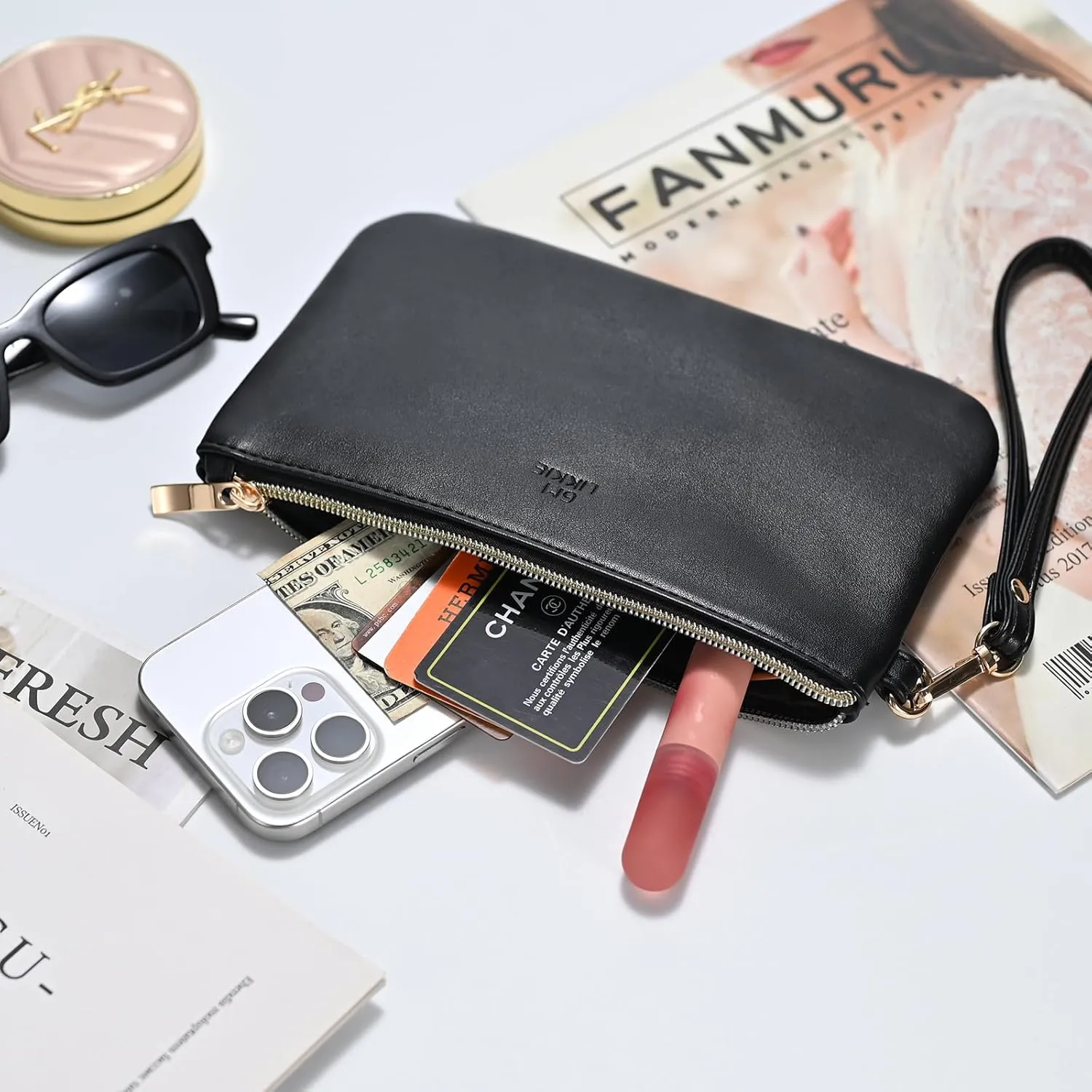GM LIKKIE Wristlet Purse for Women, Evening Clutch Purse with strap for Party and Prom, Beach Bag for Summer