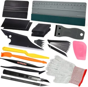Gomake Vinyl Wrap Tool kit Window Tinting Tools Car Wrap Kit Wallpaper Smoothing Tool Window Tint Installation Kit with Felt Squeegee, Wrap Stick Squeegee,9mm Utility Knife for Car Wrapping