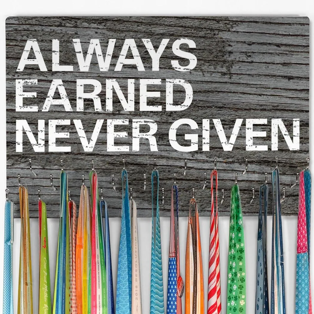 Gone For a Run Hooked On Medals (Large) | Medal Hanger and Display Always Earned Never Given Male | Gray